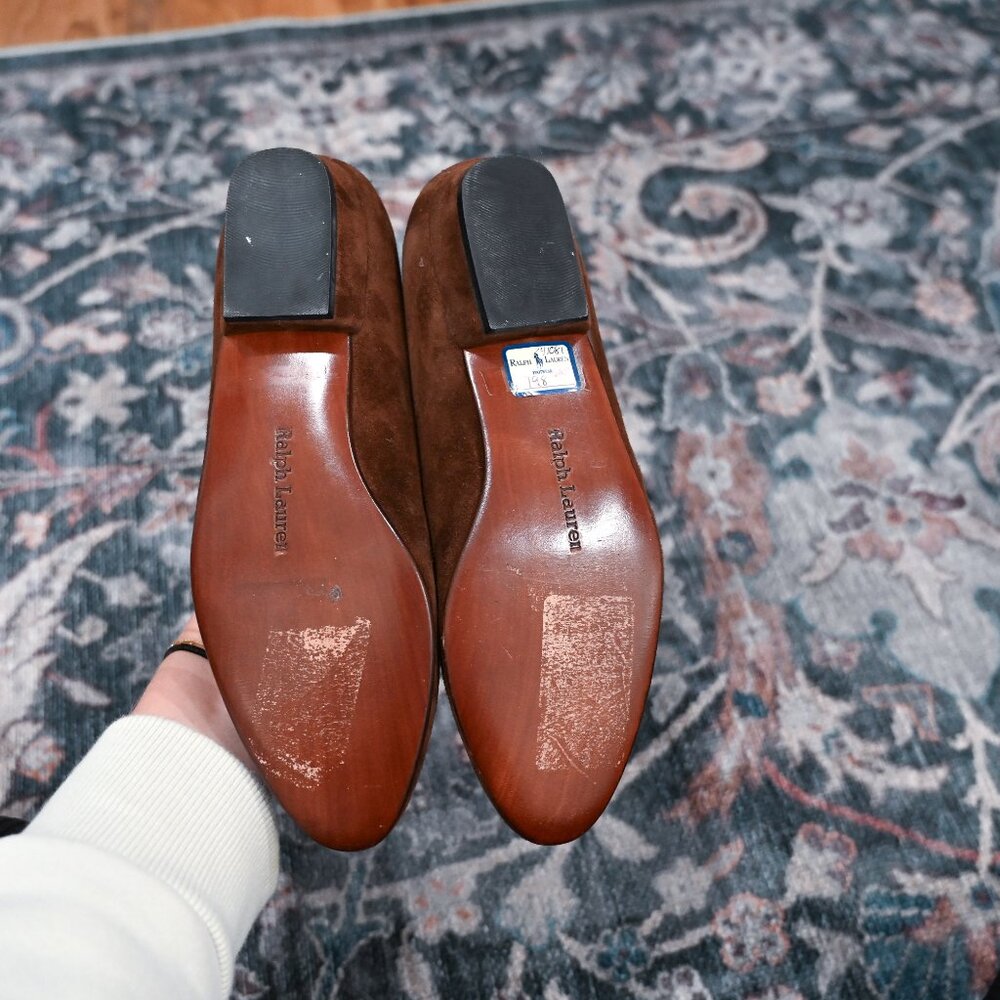 Ralph Lauren Size 6 Brown Suede Slip on Loafers - Picture 13 of 15